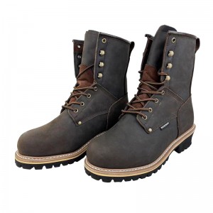 Safety Leather Logger Boots Steel Toe Goodyear Welt Shoes