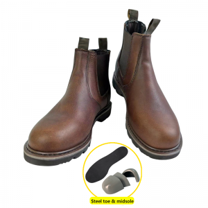 Chelsea Goodyear Safety Leather Boots Slip-on Shoes with Steel Toe