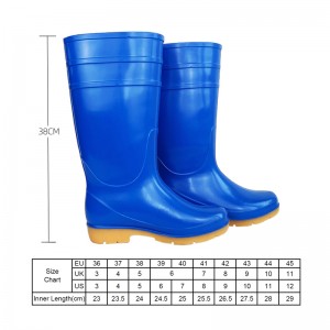 Blue PVC Work Water Boots for Food and Beverage Industrial