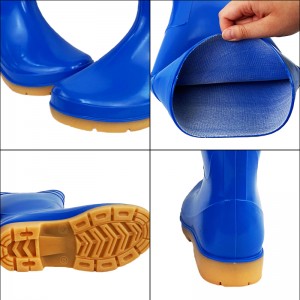 Blue PVC Work Water Boots for Food and Beverage Industrial