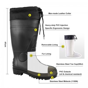 CE Winter PVC Safety Rain Boots with Steel Toe and Midsole