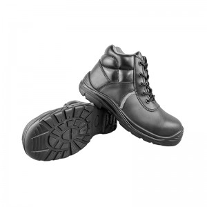 S1P 6 inch Classic PU-sole Injection Black Leather Steel Toe Work Boots