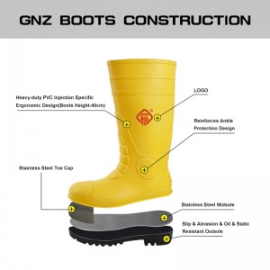 Top Cut Steel Toe Cap PVC Rain Boots Botas De Lluvia