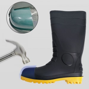 Black Wide Fit Chemical Resistant PVC Work Rain Boots