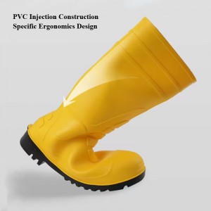 Top Cut Steel Toe Cap PVC Rain Boots Botas De Lluvia