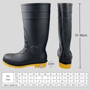 Black Wide Fit Chemical Resistant PVC Work Rain Boots