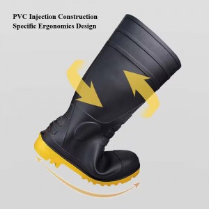 Black Wide Fit Chemical Resistant PVC Work Rain Boots