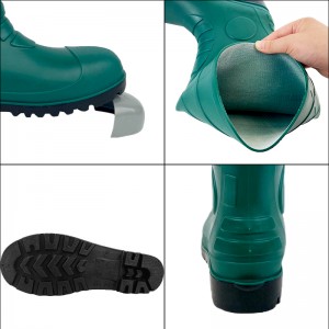 Dark Green Waterproof Steel Toe PVC Work Rubber Boots