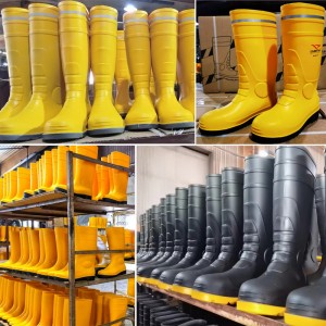 Top Cut Steel Toe Cap PVC Rain Boots Botas De Lluvia