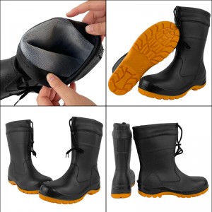 Lightweight Low-cut Steel toe PVC Rain Boots with Collar