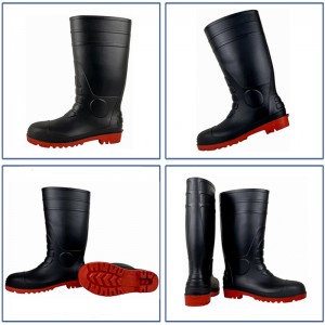 Black High Cut Anti-smash S5 PVC Safety Gum Boots Zapatos De Sequridad