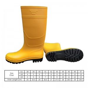 Yellow Waterproof PVC Rain Boots Anti Slip For Men Shoes